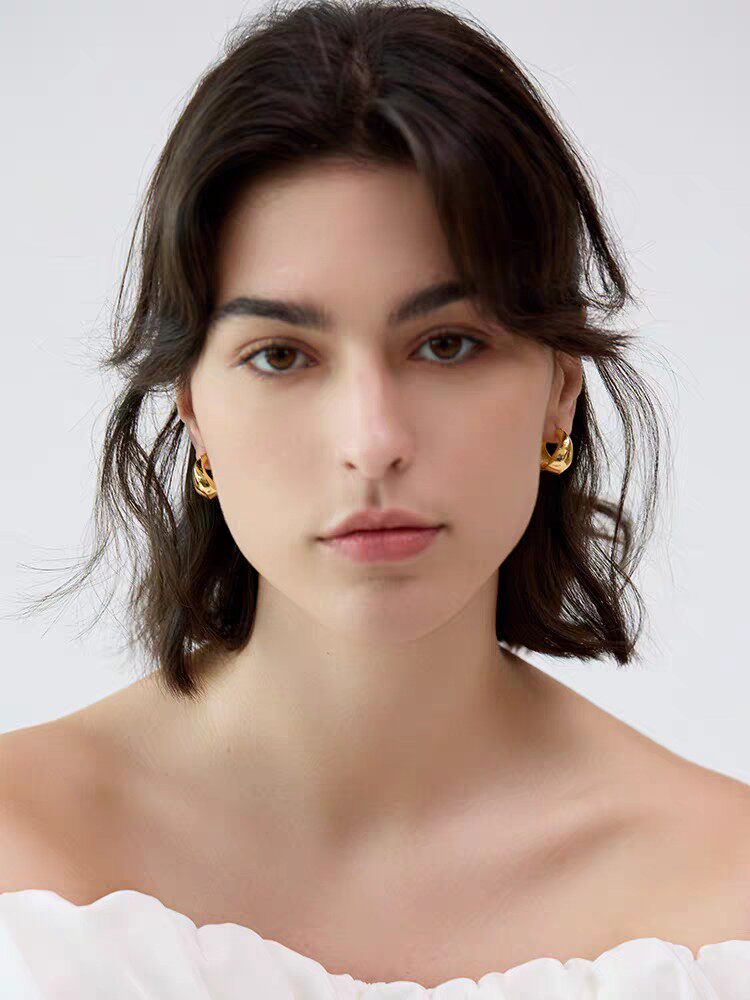 盐岛不规则耳环时尚百搭通勤简约，耳环，湘姗