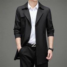 男士风衣中长款薄款2023春季新款中年翻领夹克风衣爸爸装上衣，男装风衣，电商B212（原钱塘6029）