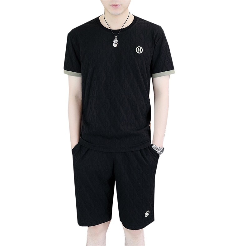 polo衫中年商务休闲男装夏季新款男士短袖T恤套装半袖翻领上衣服,男装休闲套装,电商B212（原钱塘6029）