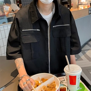 夏季新款衬衫潮流慵懒男方领衬衫CS62P38图片
