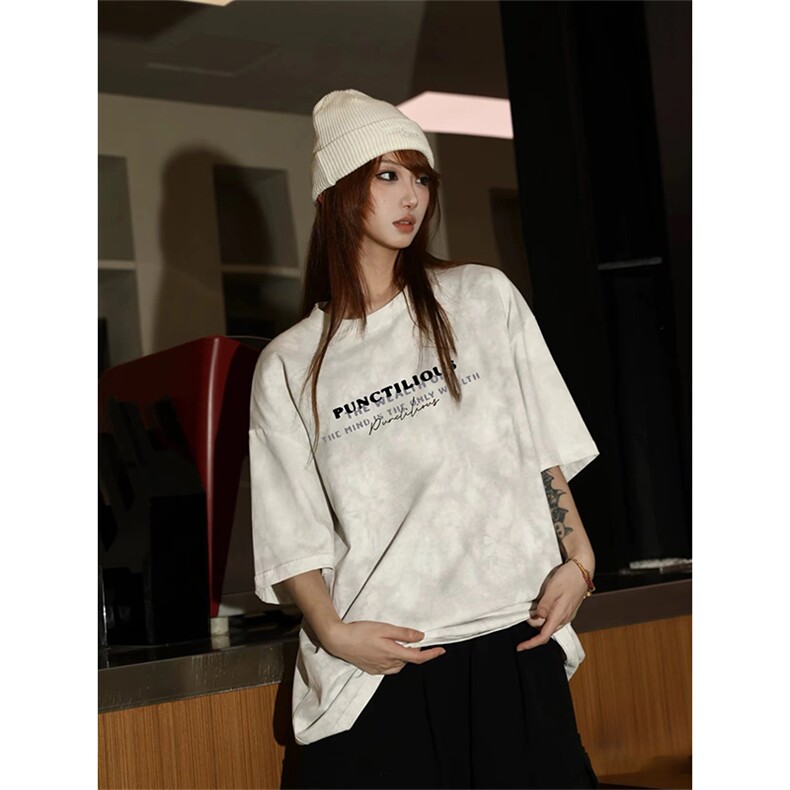 抖音得物供货240克美式潮美式高街复古做旧潮牌扎染印花T恤AT3101，男装T恤，电商A443