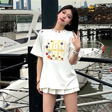 万针全刺绣工艺抖音得物高品质260克重磅纯棉双纱美式高街短袖T恤，男装T恤，电商A486