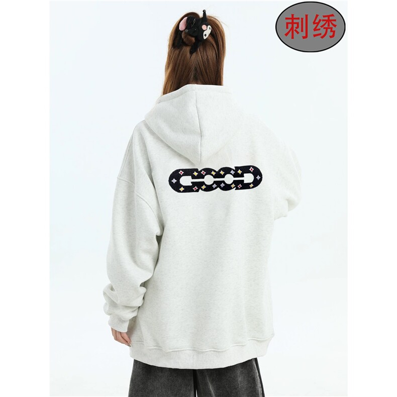 美式连帽套头卫衣男女春秋刺绣设计感宽松潮带帽衫WY8184P57-64,男装卫衣,星座1013-5
