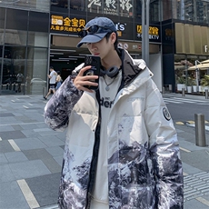 现货雪山款连帽时尚宽松轻薄白鸭绒扎染外套羽绒服R8833P100，男装羽绒服，星座301D-5(原星座1415）