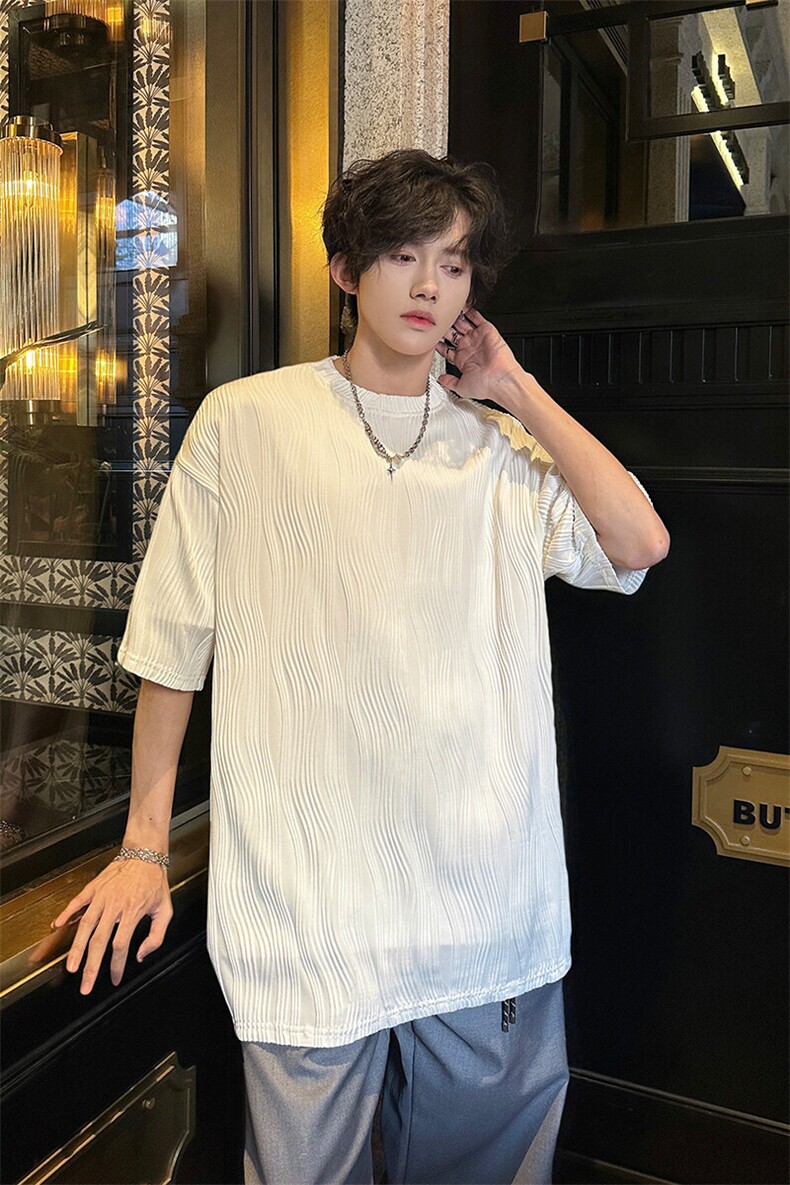 8XL-M特大码夏季短袖冰丝皱感透气T恤男潮垂感宽松半袖DX305P45,男装T恤,电商D206-1