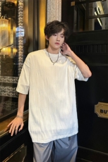 8XL-M特大码夏季短袖冰丝皱感透气T恤男潮垂感宽松半袖DX305P45，男装T恤，电商D206-1