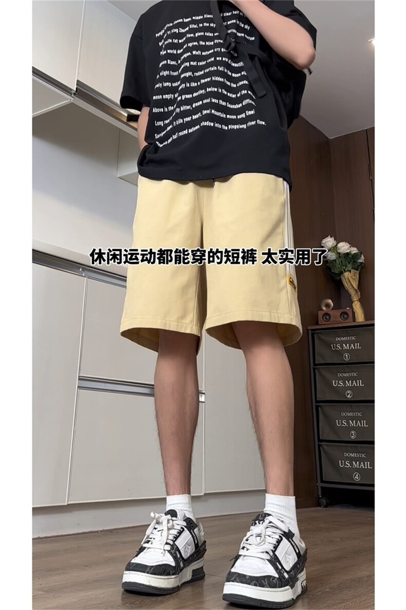 潮款侧条纹宽松短裤运动休闲五分裤A061-AD00592-P40,男装休闲裤,电商A061