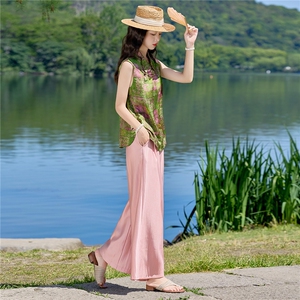 重工艺套装2026年夏季新款女装时尚气质复古盘扣无袖上衣套装裤图片