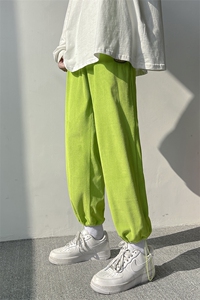 703-1-K275-P45 秋冬糖果基础色休闲裤  高绒感坑条束脚直筒长裤图片