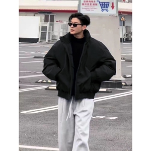 现货美式高街休闲夹克冬季三防立领纯色户外工装加厚棉服外套图片