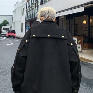 美式麂皮绒宽松上衣夹克秋季情侣卫衣百搭休闲外套HY582TP85图片