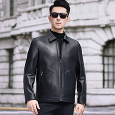秋季新款海宁真皮皮衣男翻领商务夹克头层牛皮外套休闲男装爸爸装，男装夹克，电商B360A（原721A）