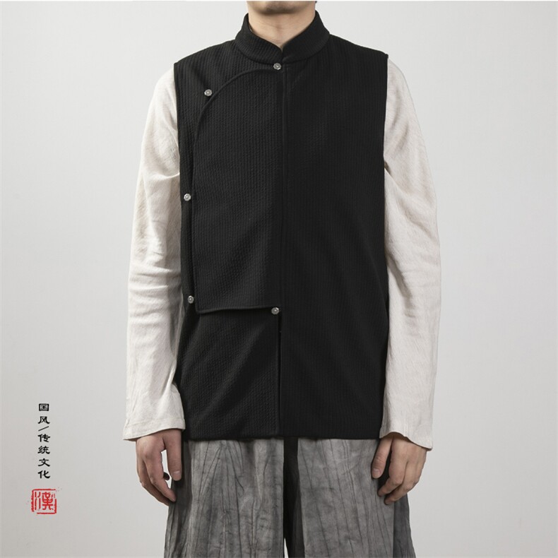 风男装立领改良唐装马甲MJ78P80图片