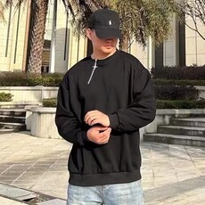高级感金属侧拉链头拼接套头卫衣男韩版潮牌设计感半拉链上衣外套，女装短外套，星座601-1
