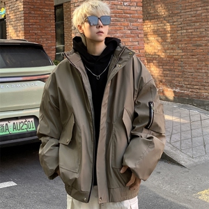 pu皮棉衣男冬季新款加厚棉服宽松面包服棉袄 M7166 P125 控168图片