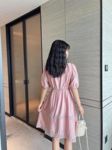 【现货】夏季新款韩版v领口袋蕾丝连体裙,女装,裴兔子