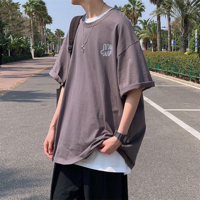 短袖t恤男夏季潮牌潮流ins宽松新款五分半袖情侣上衣服TX692-P28,男装T恤,星座1008