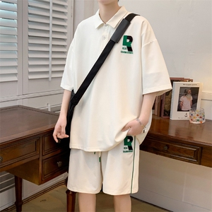 夏款潮时尚翻领半袖套装学生刺绣印花Polo衫男女6631-P70控价98