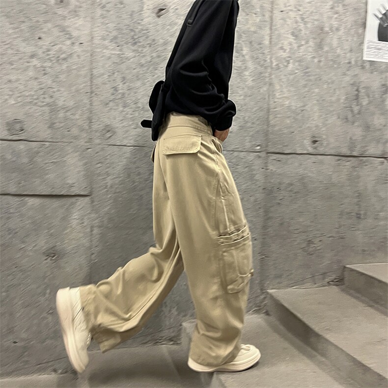 902-108-P58 100棉阔腿工装休闲裤男卫裤 搭配卫衣夹克牛仔裤子图片