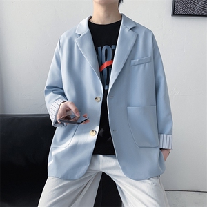 休闲西装外套男春秋季款宽松dk制服上衣男士痞帅西服 213110-P80图片