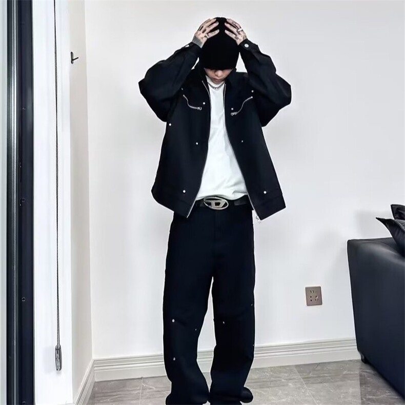 美式复古潮牌飞行员夹克外春秋季宽松休闲百搭拉链口袋棒球服上衣,男装夹克,星座506A