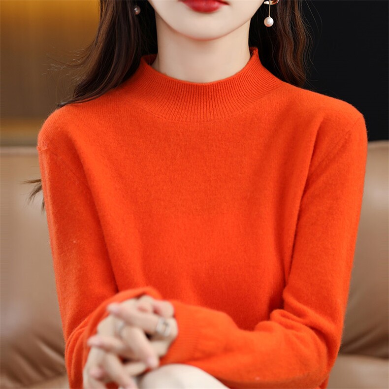 秋冬新款纯色针织半高领套头上衣时尚百搭,女装羊毛衫,佳绒高端店