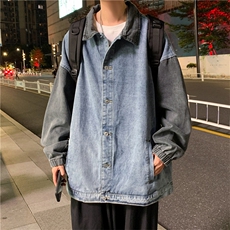 拼接牛仔外套男春秋款韩版百搭夹克休闲宽松ins上衣服JK0861-P65，男装夹克，星座1008