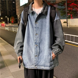 拼接牛仔外套男春秋款韩版百搭夹克休闲宽松ins上衣服JK0861-P65图片