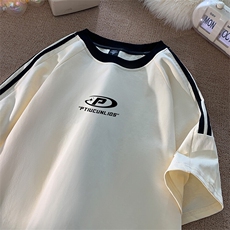 可48小时发货支持抖音得物来样二开重磅美式高街纯棉织带短袖T恤，男装T恤，电商A486