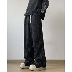 217-2-K2461-P50秋季灯芯绒休闲裤男痞帅扎染宽松直筒脏脏长裤子，男装休闲裤，星座217-2
