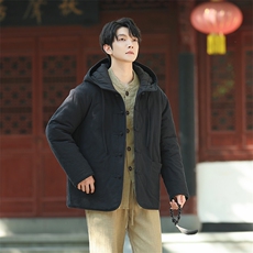 棉衣风2025男装大码复古连帽外套冬季保暖棉服1218-p148，男装棉衣，电商A016