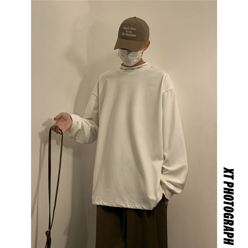 春秋季新款德克绒刺绣圆领长袖卫衣宽松打底衫A316-1-Y94P40控58,男装T恤,星座906（原电商a316-1）