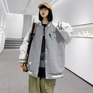 秋装立体印花夹克棒球服男女同款中性风情侣款刺绣外套 8013-P95图片