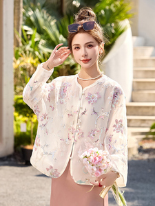 新中式国风外套女夏季清爽高级感重工刺绣名媛小香风薄款防晒上衣图片