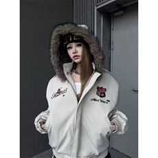 1506/QA9780/P84潮复古勋章刺绣毛领连帽冬季保暖派克服情侣，男装棉衣，星座1506