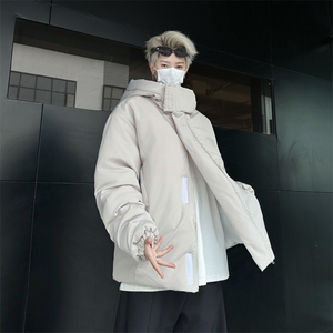冬季美潮高级感设计感小众连帽棉服男欧美街头外套情侣潮图片
