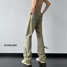 美式ins高街vibe重工艺水洗复古黄泥牛仔裤货号K2316P55，男装牛仔裤，电商A063
