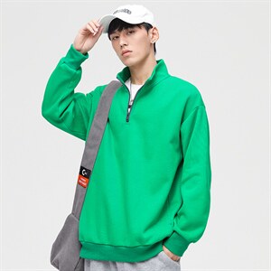 秋季新款基础纯色潮流宽松半高领休闲卫衣情侣款A305-EY-3617-P65图片
