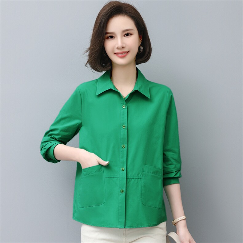 通勤宽松韩版长袖棉衬衫女秋装新款大码衬衫外套，女装衬衫，曼沙奕珂