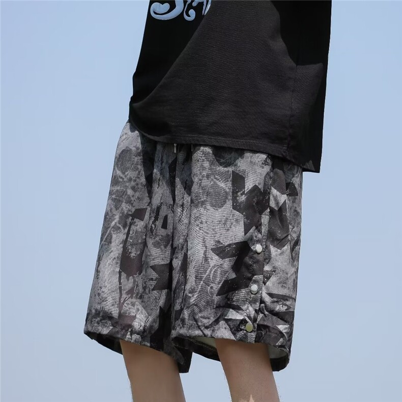 男春夏新款青少年冰丝排扣篮球短裤P23,男装休闲裤,星座1116-2