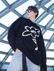 2025年秋季套头长袖圆领青春流行提花羊毛衫，男装羊毛衫，圣强羊绒