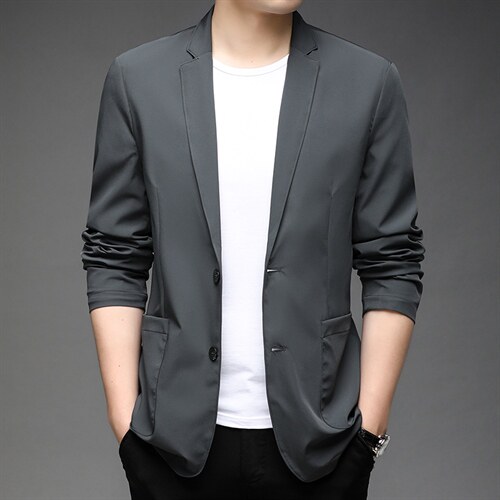 西装男士休闲两粒扣外套爸爸纯色正装单件便服上衣HPN688052-P170图片