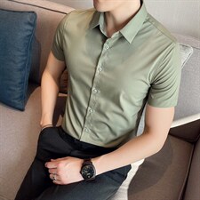 2022夏季青年短袖衬衫男修身衬衣纯色商务男士青年寸衣CSC903，男装衬衫，电商A311