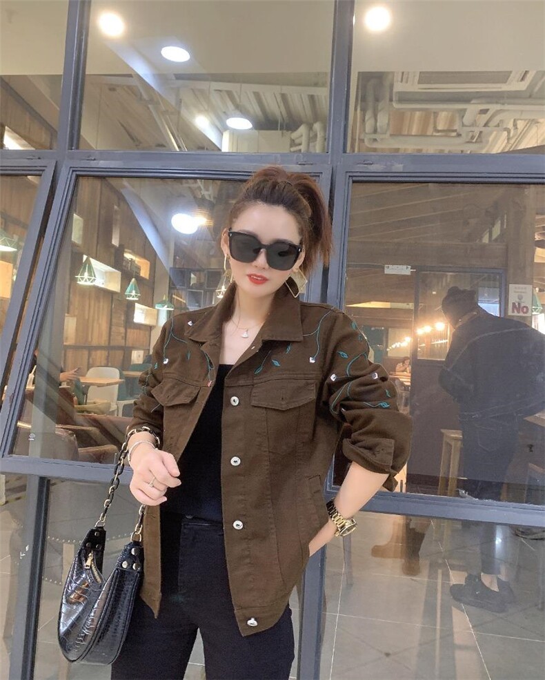 刺绣牛仔外套兰咖两色,女装其它,衣生缘