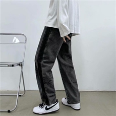 2021夏季牛仔裤男港风字母印花新款ins宽松直筒休闲裤潮K430-P45，男装牛仔裤，星座412-2