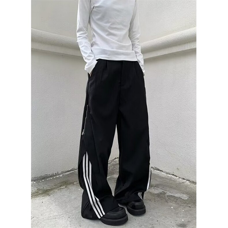 条纹拼接休闲西裤女2025新款cleanfit高街宽松百搭裤子KX91，男装西裤，星座1116A（原606A-3）