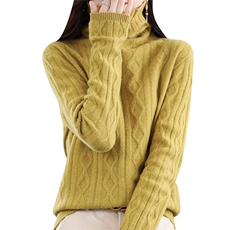 2025秋冬新款羊毛衫女堆堆领宽松菱形毛衣针织打底衫潮，女装羊毛衫，犀桦羊绒