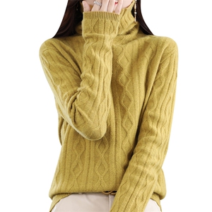 2025秋冬新款羊毛衫女堆堆领宽松菱形毛衣针织打底衫潮图片