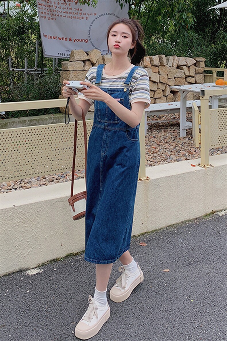 牛仔背带裙套装女2023年夏季新款设计小众小个子连衣裙两件套女,女装套装/套裙,辉之琳