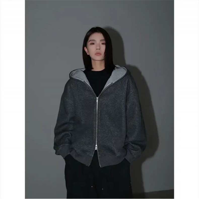 网图慎用460G重磅拼色开衫卫衣男女同款连帽长袖卫衣WY5817P55,男装卫衣,电商A128